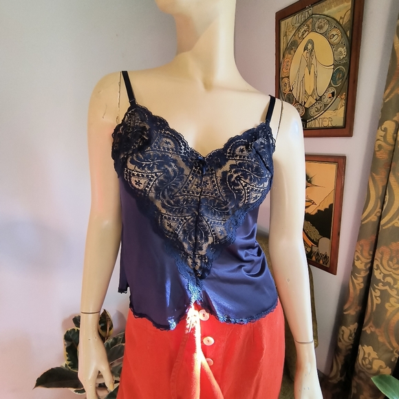 Vintage Vassarette Blue Lace Camisole Medium Tank Top - Picture 6 of 10